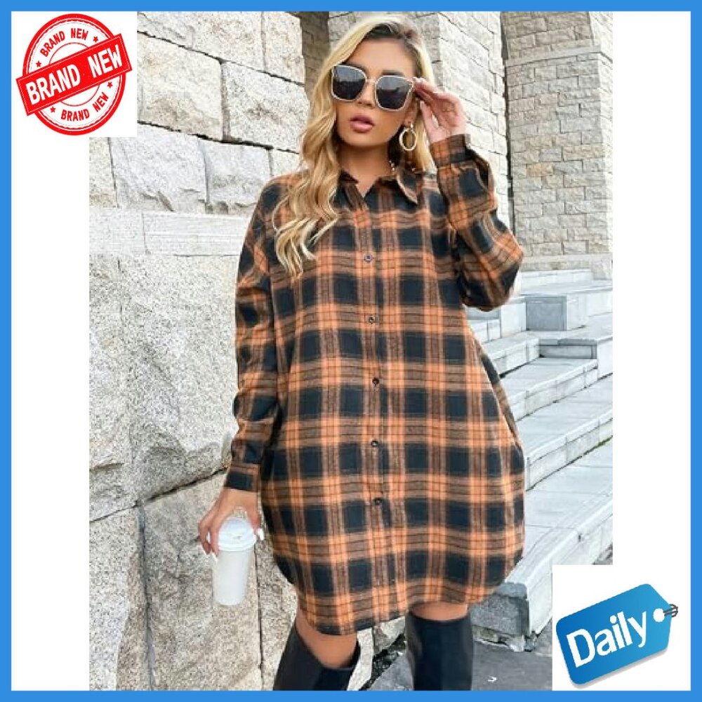 Women's Button Down Flannel Shacket Long Sleeve C… - image 7